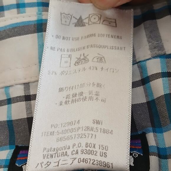 Patagonia Snap Down Shirt Men's XL Gray Blue Multi-Check Casual Short Sleeve - Picture 9 of 11